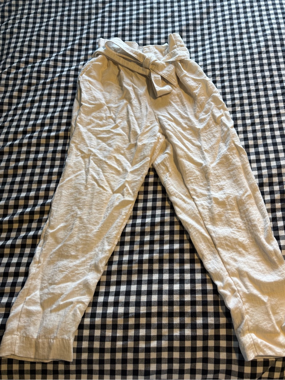 A New Day Cream Linen Blend Tie Waist Pants